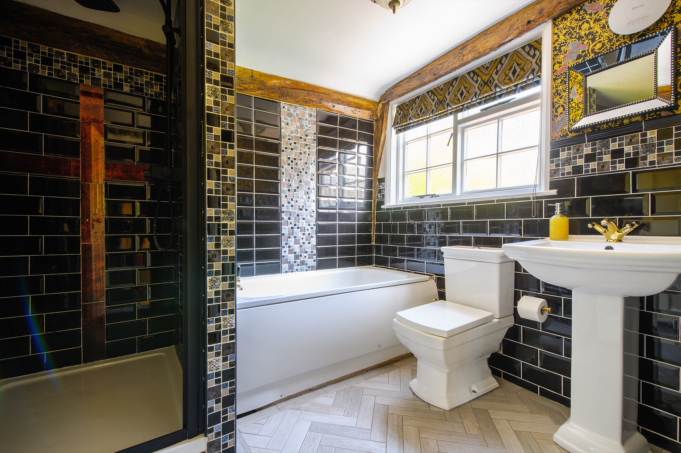 Black Bathroom at The Manor House, Saffron Walden