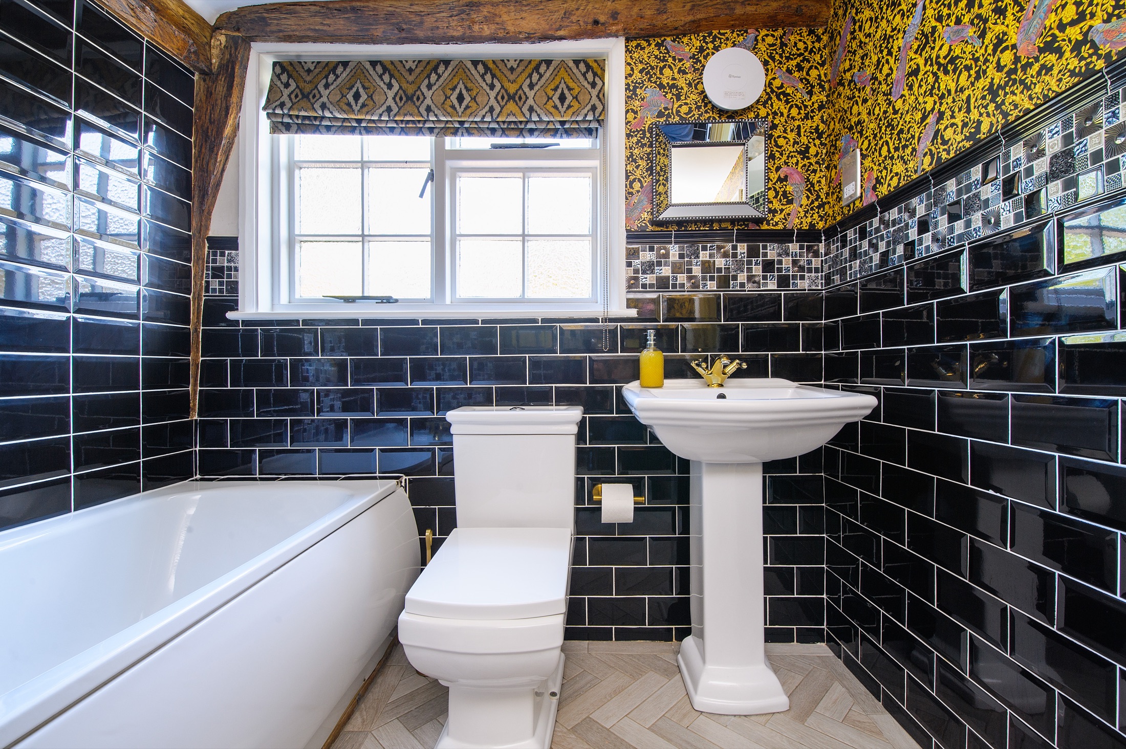 Black Bathroom at The Manor House, Saffron Walden